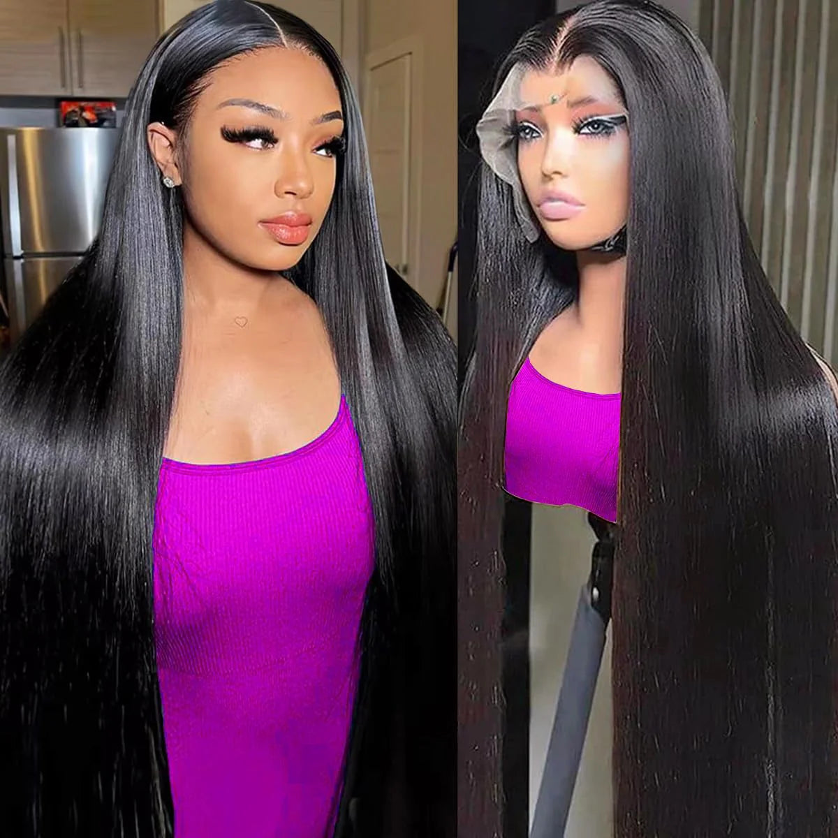 30 Inch Straight Human Hair Wig 13x6 HD Lace Front Wig 250% Density Natural Color