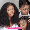7x5 HD Transparent Glueless Afro Curly Human Hair Wig