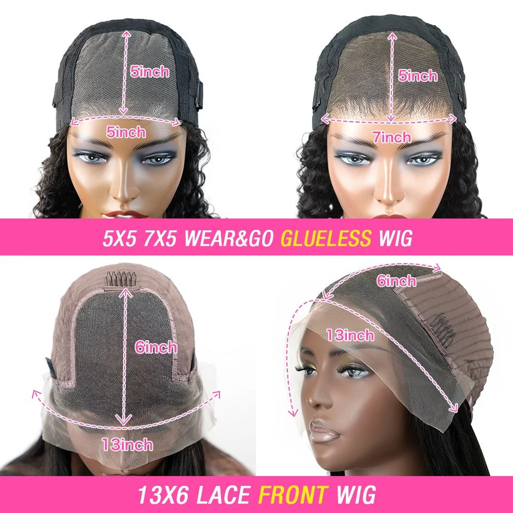 7x5 HD Transparent Glueless Afro Curly Human Hair Wig