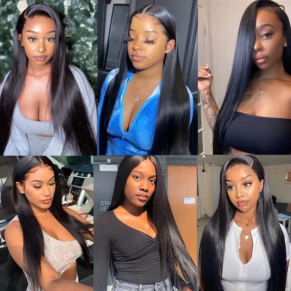 30 Inch Straight Human Hair Wig 13x6 HD Lace Front Wig 250% Density Natural Color