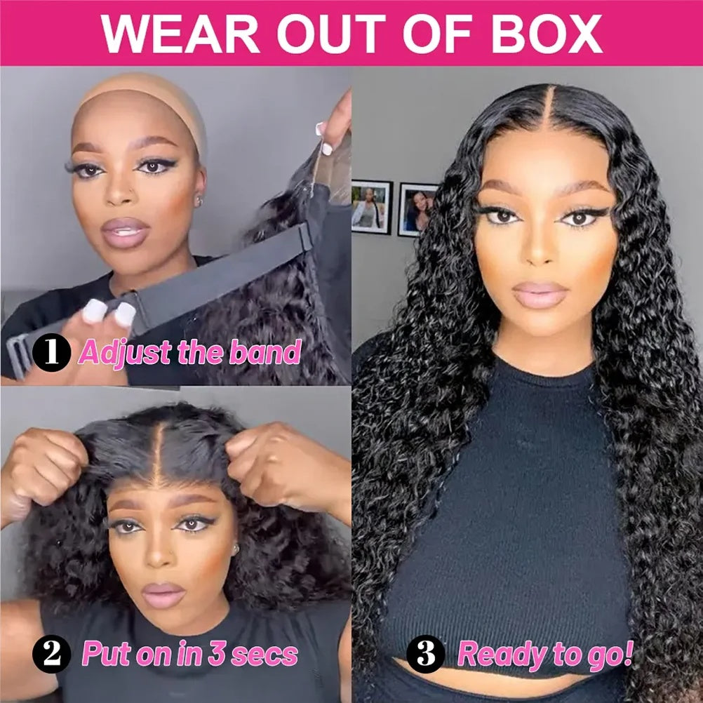 7x5 HD Transparent Glueless Afro Curly Human Hair Wig