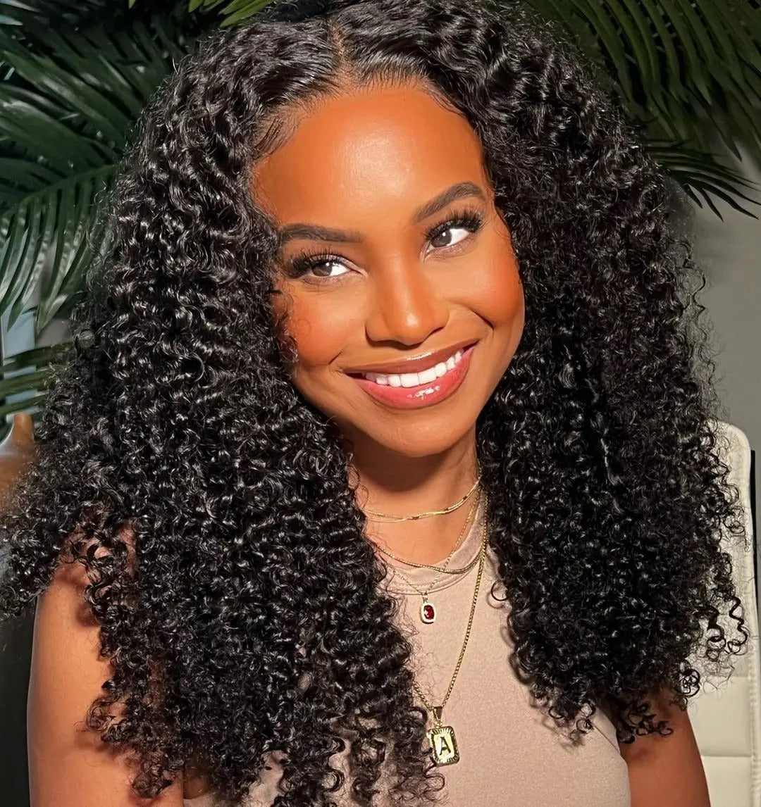 7x5 HD Transparent Glueless Afro Curly Human Hair Wig