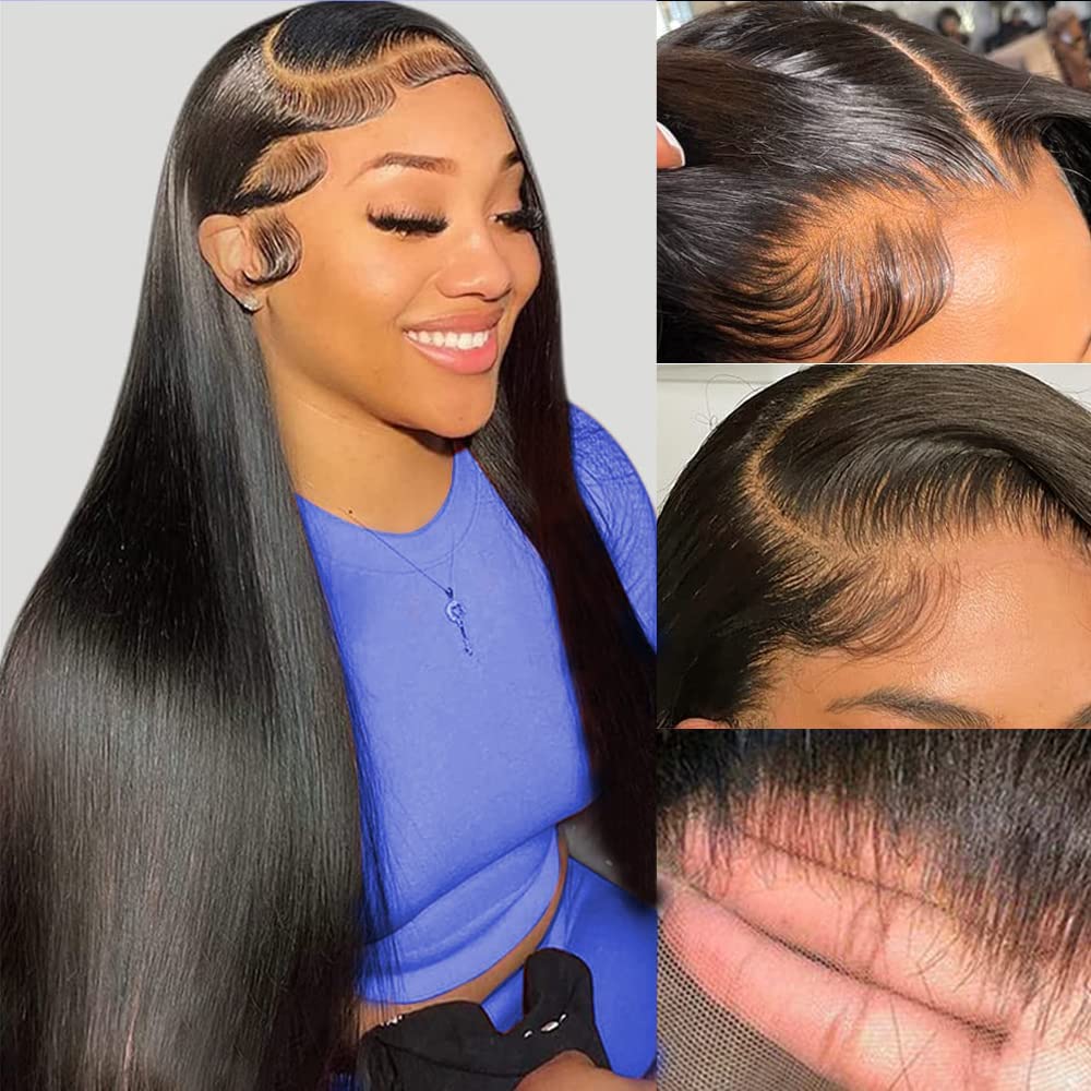 30 Inch Straight Human Hair Wig 13x6 HD Lace Front Wig 250% Density Natural Color